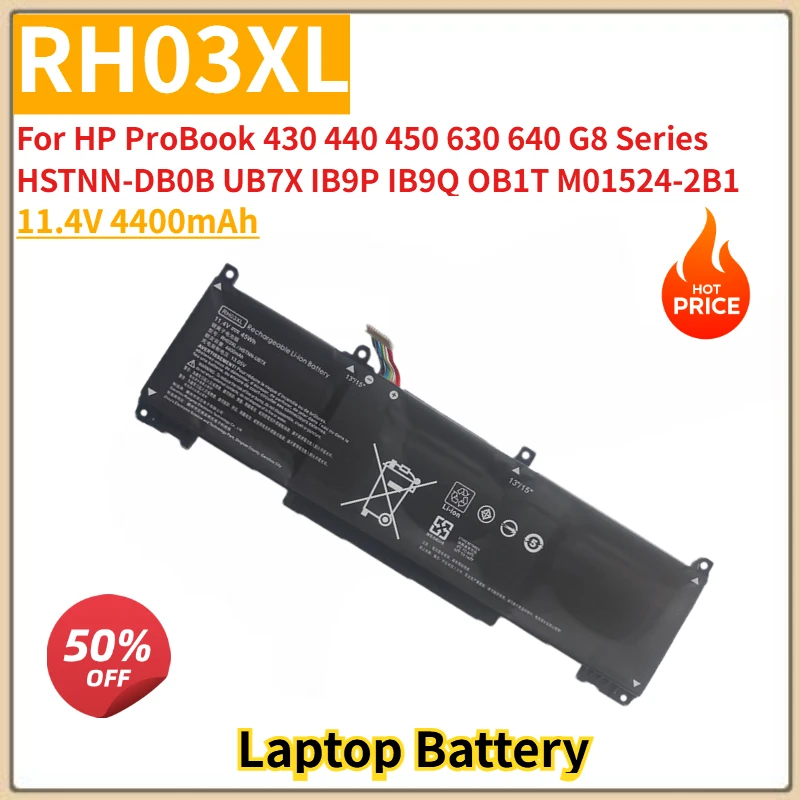 

High Quality High Quality RH03XL Laptop Battery 11.4V 4400mAh For HP ProBook 630 640 430 440 450G8 Series HSTNN-DB0B UB7X
