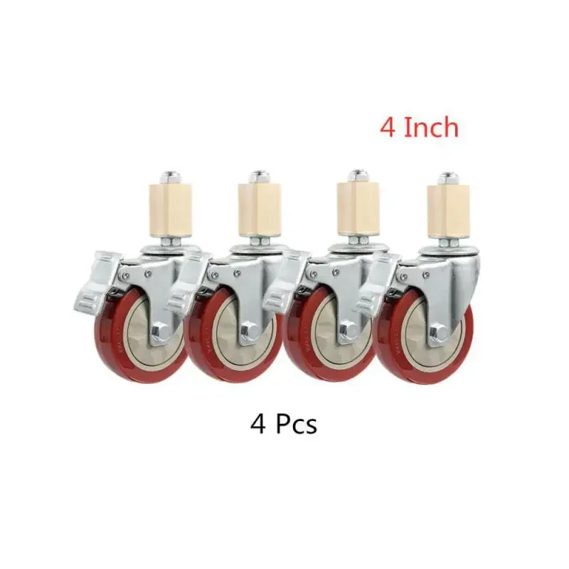 4 Packs 2 Inch Caster 30mm Square Tube Stainless Steel Furniture With Brake Universal Wheel