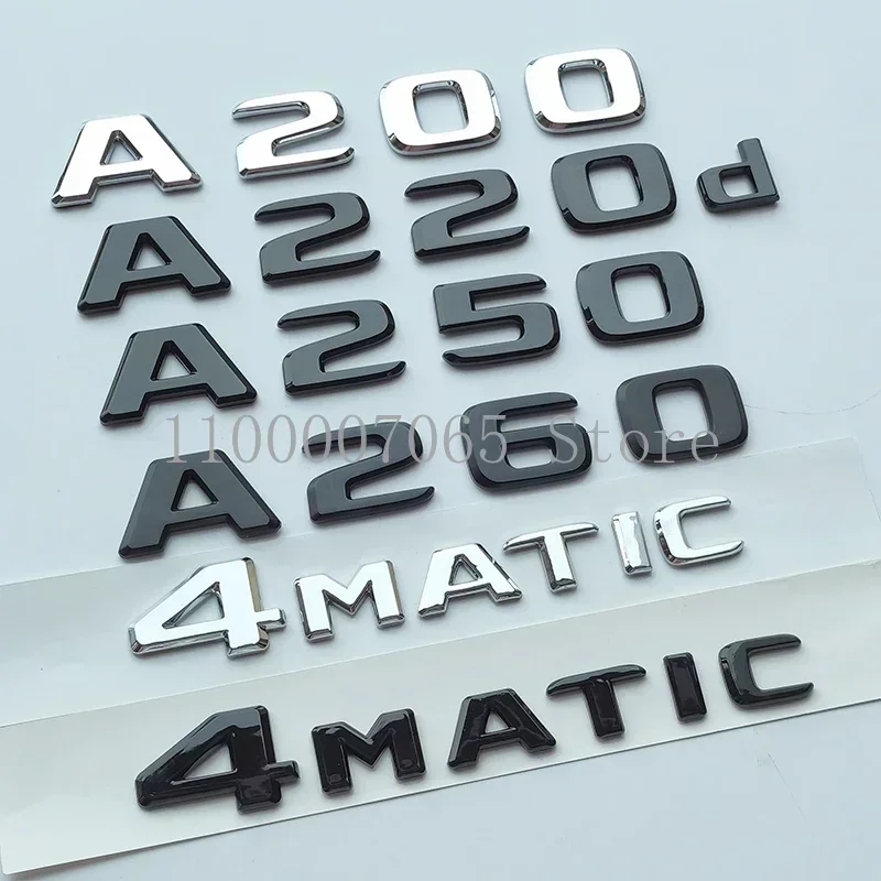 2017 Letters A180 A200 A220 A250 A260 A180d A220d 4Matic ABS Car Emblem for A Glass W176 W177 Car Trunk Sticker Rear Star Logo