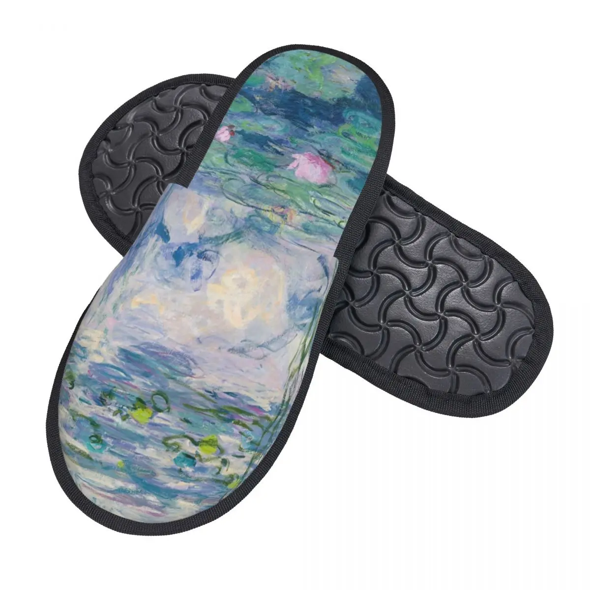 Custom Water Lilies Claude Monet Fine Art Memory Foam Slippers Women Soft Warm French Painter Art House Slippers