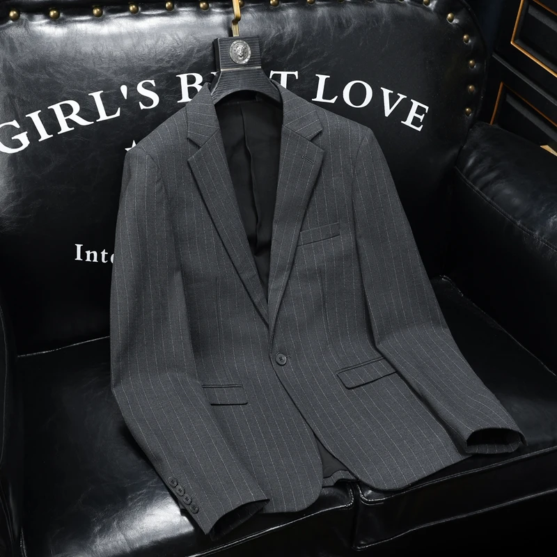 

Офисные джентльменские классические пиджаки для мужчин на одной пуговице, легкий уход, четыре сезона, высококачественные пиджаки, приталенные Terno Masculino