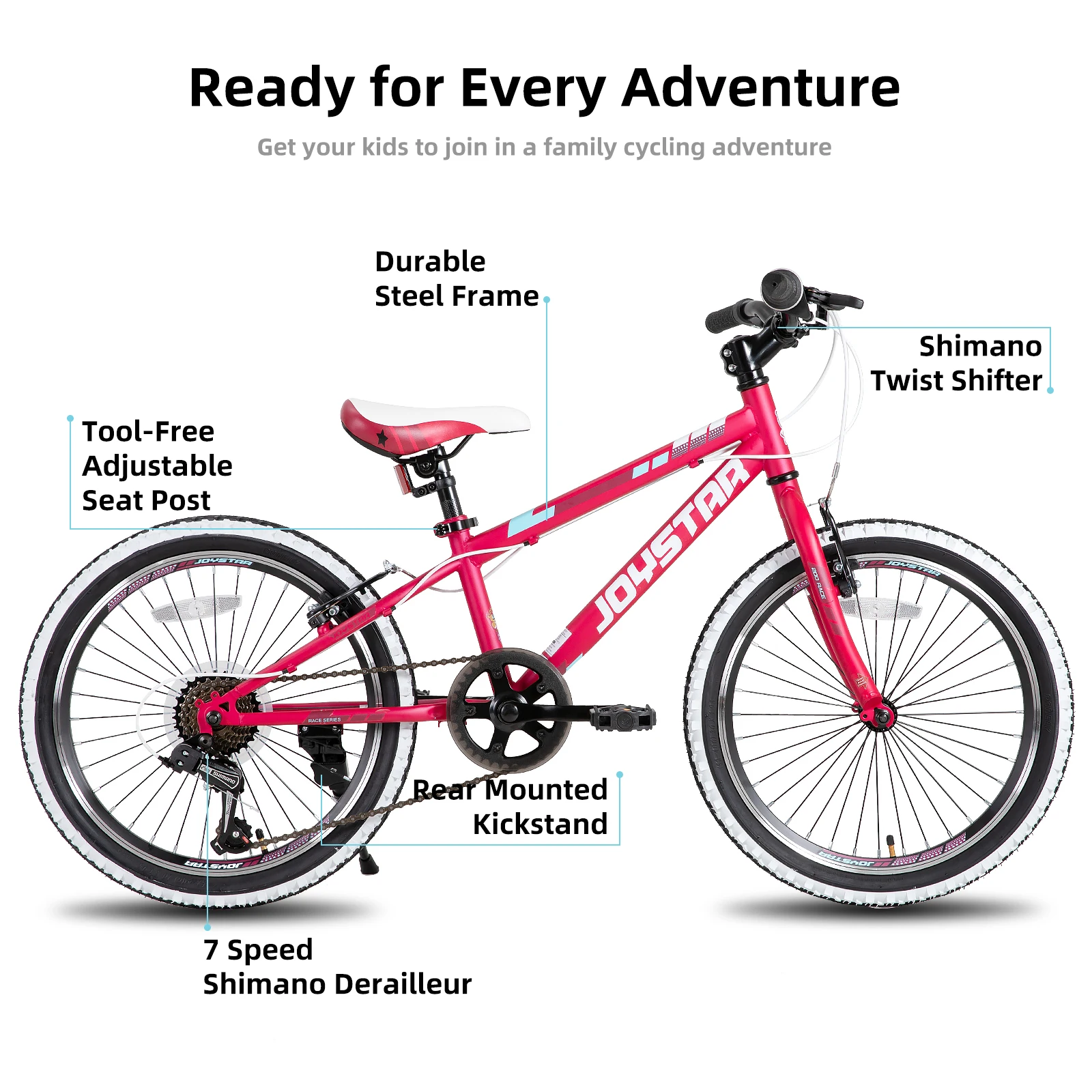 JOYSTAR Lubbock 20 24 Inch Kids Bike for Boys & Girls Ages 7-12 Years Hardtail Mountain Bike for Kids with 1-Speed/7-Speed