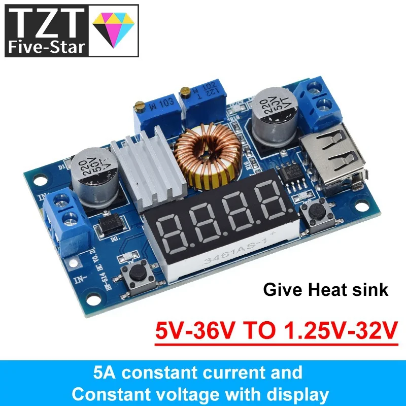 TZT 5A DC to DC CC CV Lithium Battery Step down Charging Board Led Power Converter Lithium Charger Step Down Module XL4015