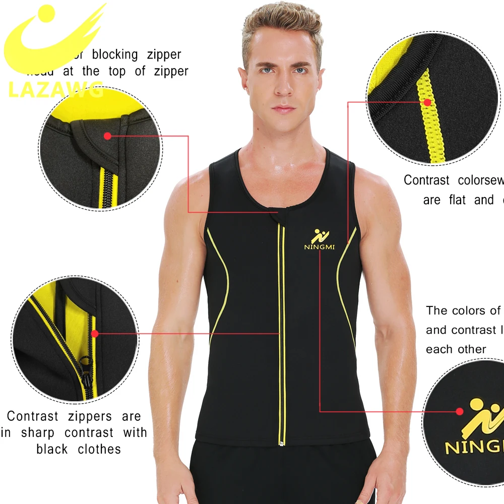 LAZAWG Slimming Pants Control Panties Men Waist Trainer Body Shaper Sweating Shirt Vest Corset Thermo Neoprene Sweat Sauna Suits