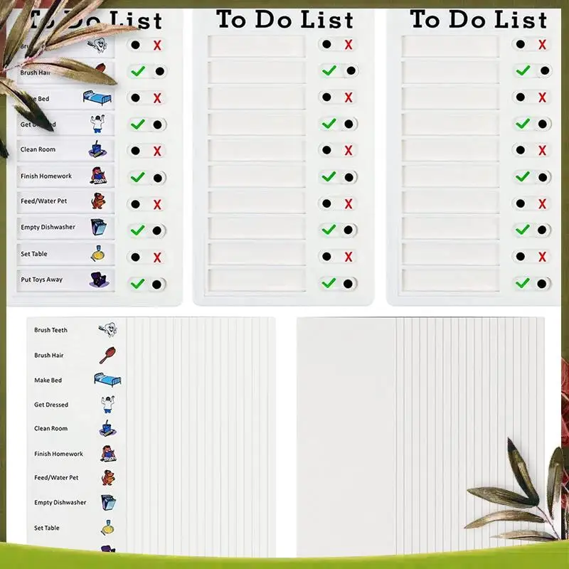 ABDW-Pack Of 3 Memo Boards, Removable Plastic Chore Chart, To-Do List Sliding Boards With 40 Paper