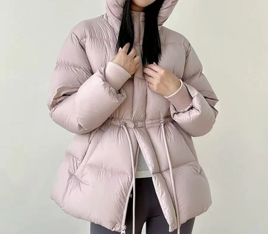 

Short Cotton Jacket for Women with Hood and Drawstring Waist Slimming Coat 2025 Autumn Winter Fashion New Style