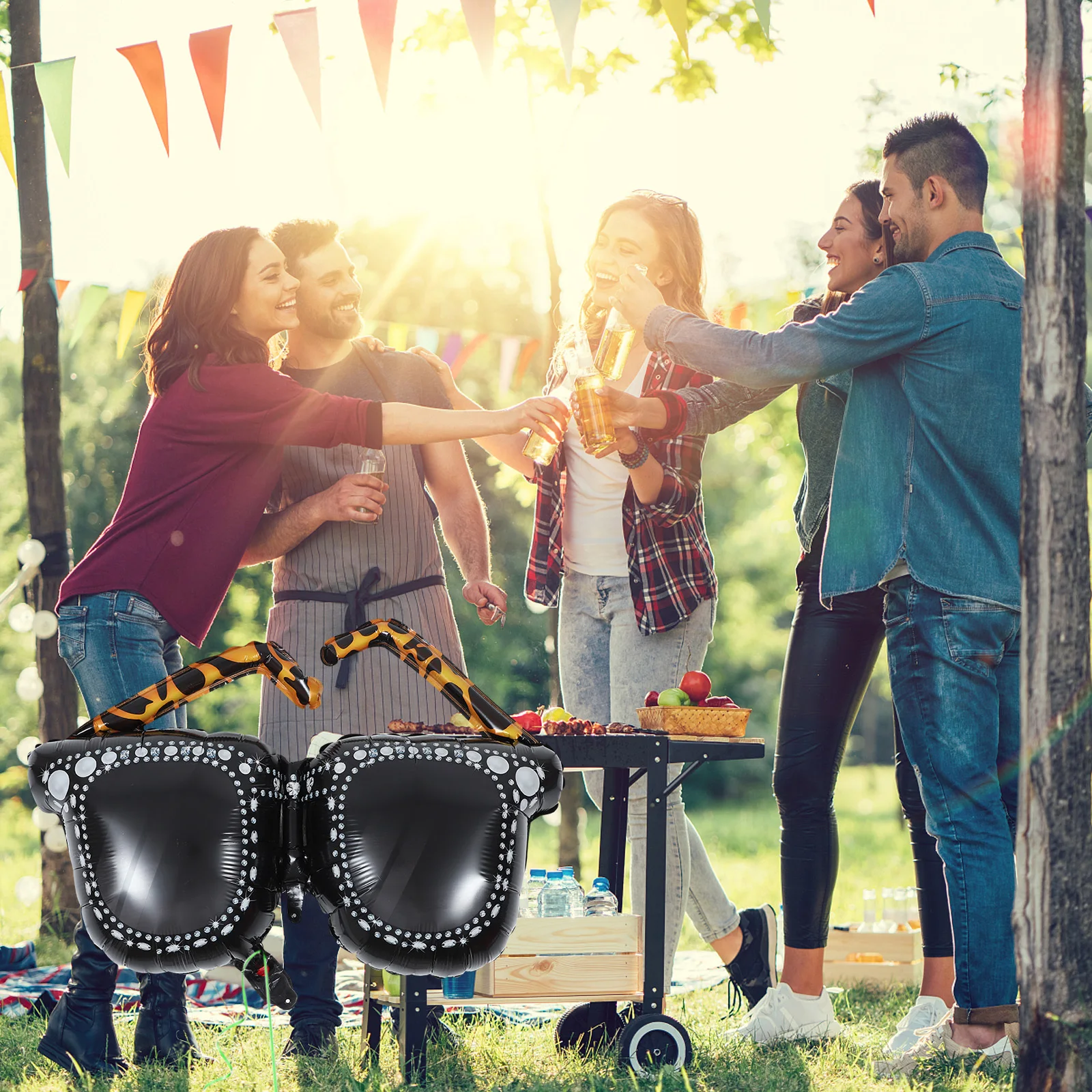 

3Pcs Inflatable Sunglasses Balloons Durable Retro Look for 90s Party Decorations Graduation Disco Supplies 90s Party Decorations