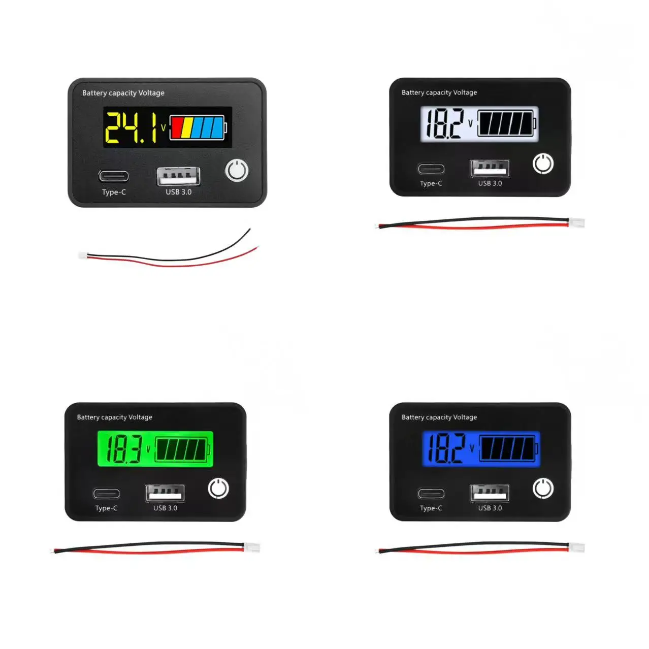 6140 DC8-30V Battery Power Meter Digital Voltmeter USB3.0+Type-C Output 6 Mode Settings
