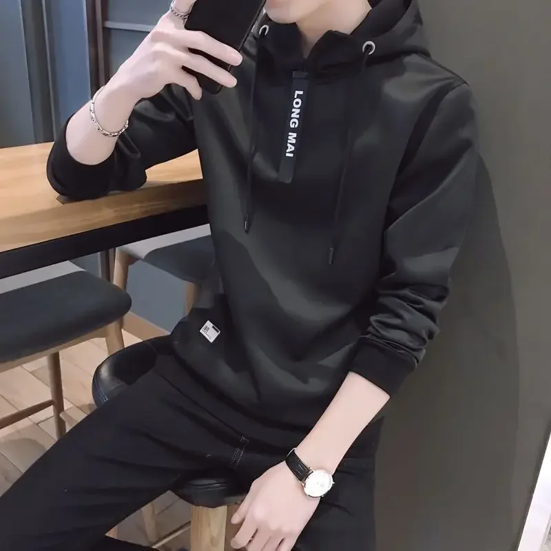 Hooded Male Clothes Half Zip Sweatshirt For Men Black Letter Hoodies Cheap Wholesale Low Price Autumn Winter S Korean Style