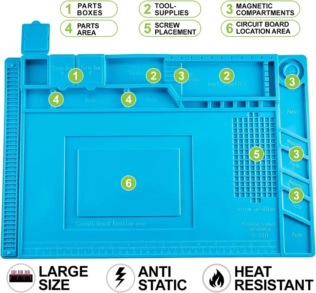 Magnetický rohož silikon spravit rohož obvodový deska pájení blok horko odolné 932°F anti-static pro pájení žehlička telefon spravit