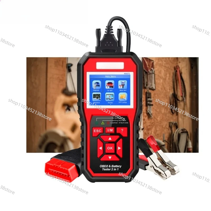 

Multi Language Obd2 Scanner Diagnostic Tool Car Battery Tester Analyzer Kw 870