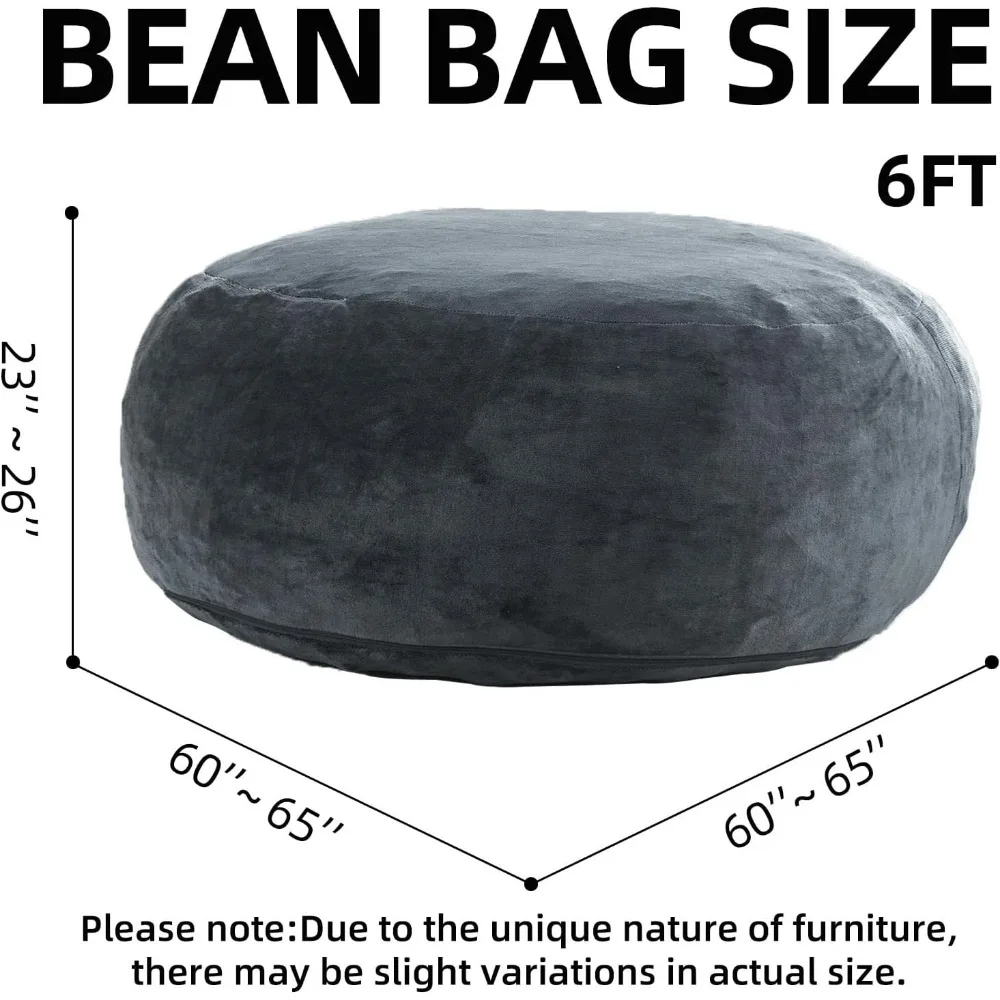 كراسي بين باج كبيرة الحجم بطول 6 أقدام للبالغين، كرسي بين باج مع حشو متضمن، كرسي بين باج العملاق مغطى بغطاء من الفلانيل #3