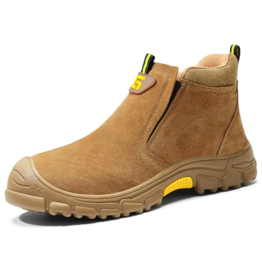 

GLANOUDUN Welding Work Boots for Men Slip on Steel Toe Shoes for Men Indestructible Steel Toe Boots Welder Men's Working Shoes