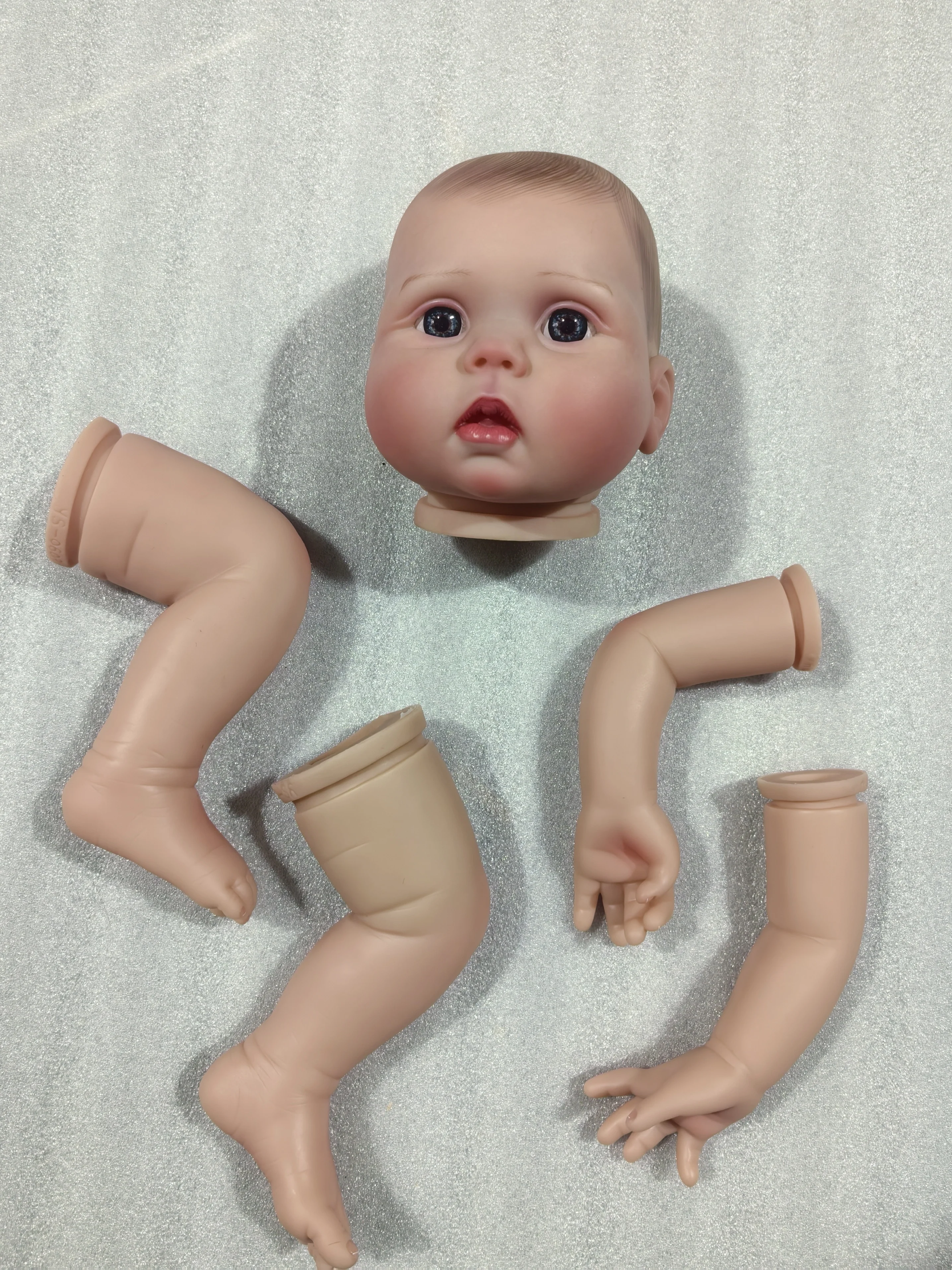 NPK 20inch Lucy Lifelike Unfinished Reborn Doll Kit with Hand Drawing Hair - Painted Doll Parts for DIY Collectible Figures