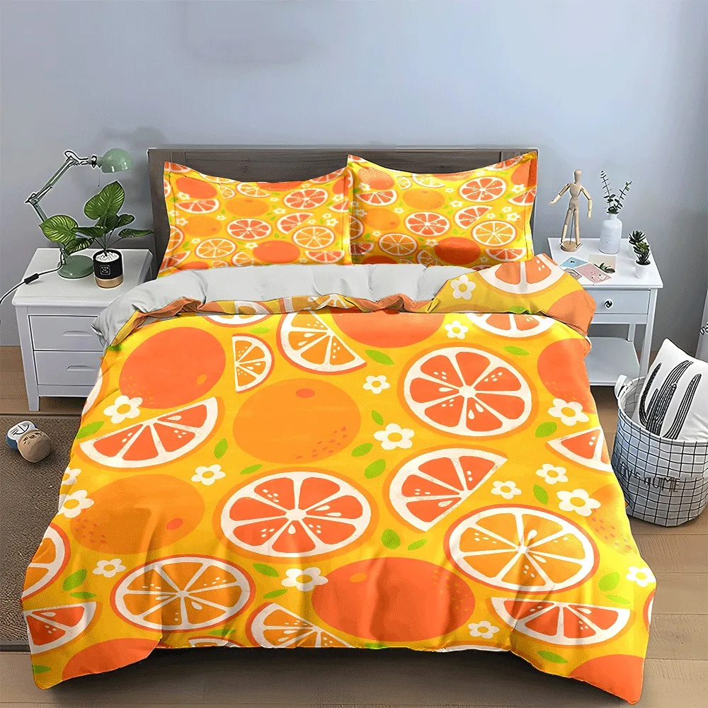 Citrus-Inspired Three-Piece Set Design Exquisite three-piece bedding set gift for kids and adults