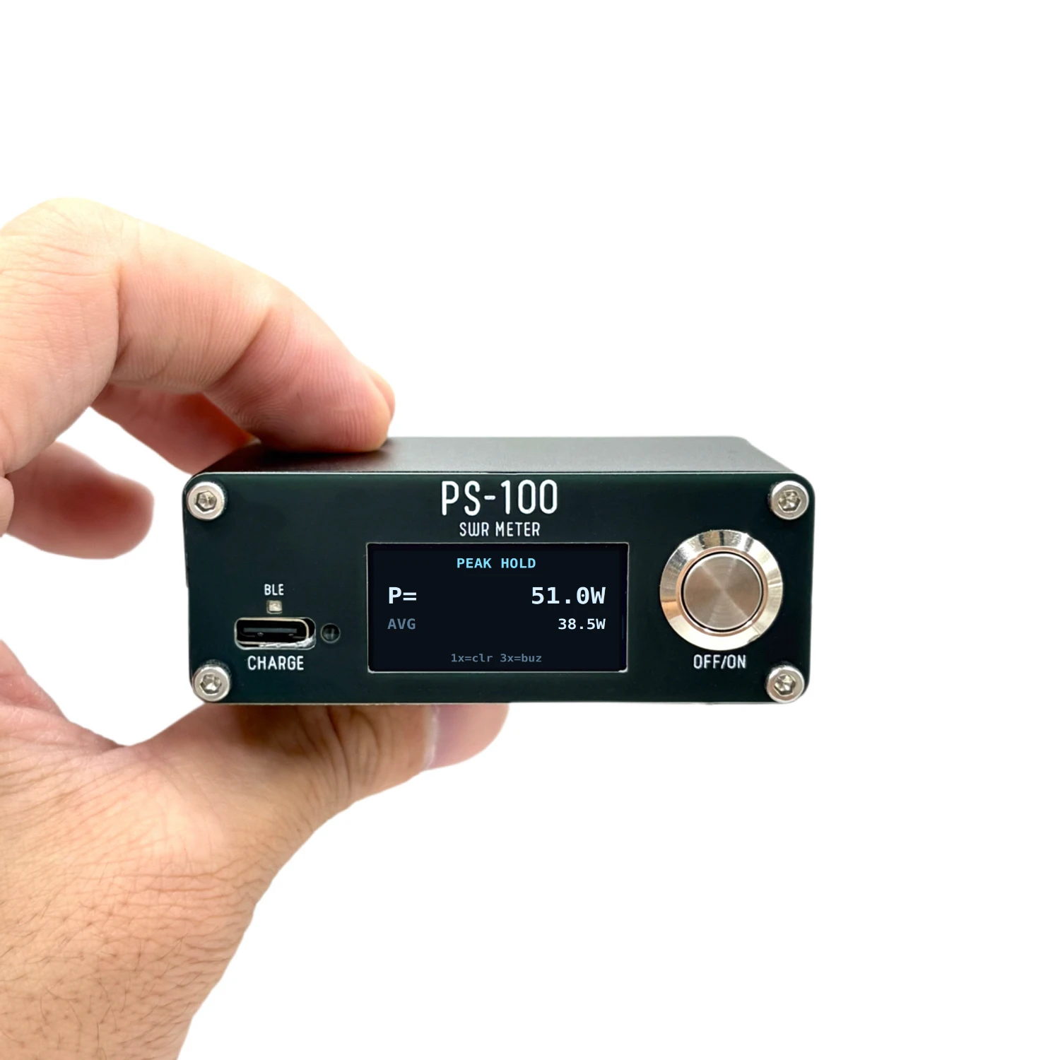 PS100 0‑100W Digital SWR Power Meter HF HAM Radio Tester BLE 5‑OLED Rechargeable 24‑Point Calibration