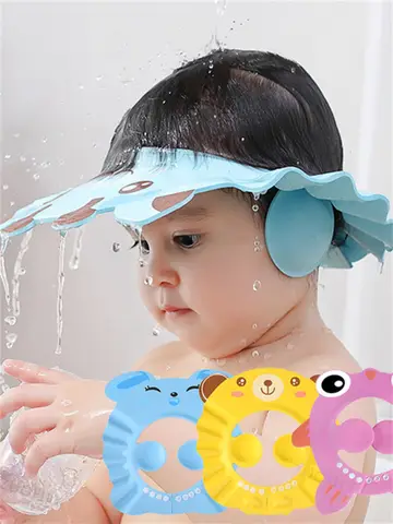 Baby Shower Soft Cap Adjustable Hair Wash Hat for Kids Ear Protection Safe Children Shampoo Bathing Shower Protect Head Cover