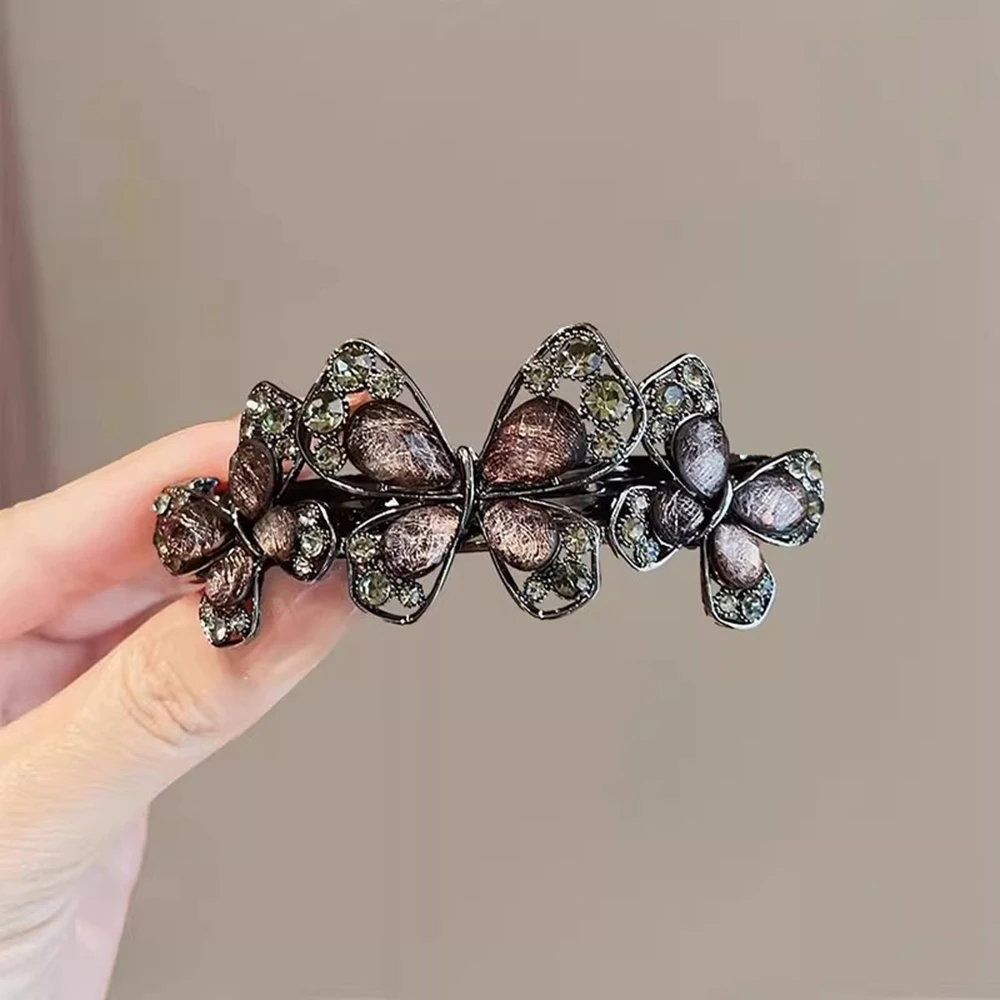 

New Rhinestone Butterfly Hairpins Fashion Ponytail Back Of Head Hair Clips Elegant Hair Accessories