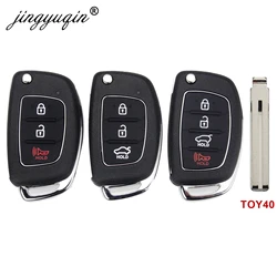 jingyuqin 3/4 Buttons Flip Folding Remote Key Fob Shell For Hyundai HB20 SANTA FE IX35 IX45 Accent I40 TOY40 Key Case