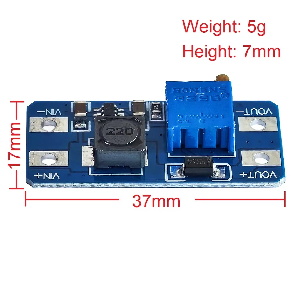 5/10PCS MT3608 2A DC-DC Step Up Converter Power Supply Booster Module 2V-24V to 5V-28V Boost Step-up Board for Arduino Diy Kit