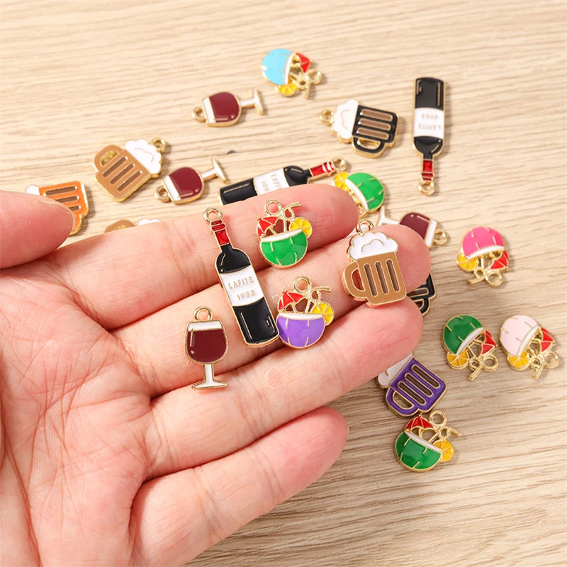 10 Stück Niedliche Emaille-Trinkbecher für Bier und Wein ﻿ Charms-Anhänger für die Herstellung von Tropfenohrringen, Halsketten, Armbändern, DIY-Bastelarbeiten, Schmuckzubehör – Detail 1