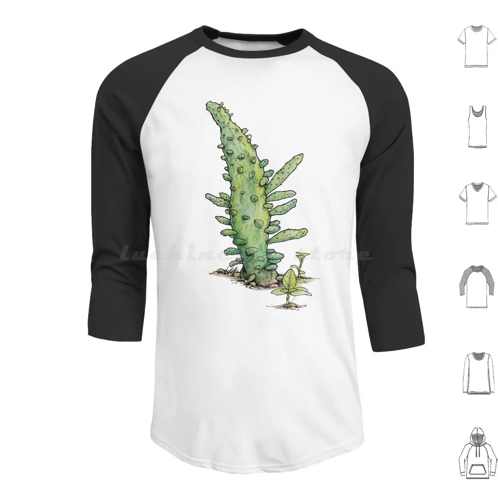 Sudaderas con capucha Opuntia Variegata de manga larga, cactus, biología, naturaleza, botánico, crecimiento, tierra, verde, vida, amor, madre