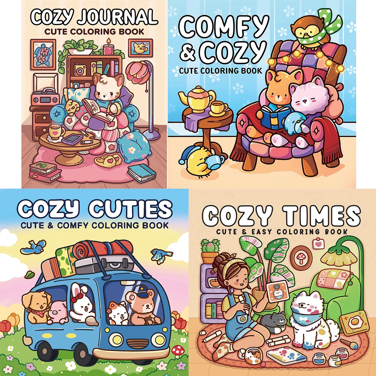 

Cozy Cuties Coloring Books, Charming Scenes, Easy Coloring, For Home Parent - Child DIY, Relax, Unwind, Boost Creativity