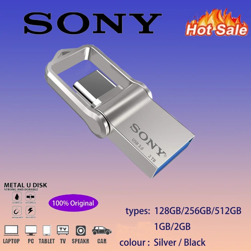 Sony 2TB USB3.0 Type-C 2 en 1 U Disk Metal antimagnético impermeable para PC móvil