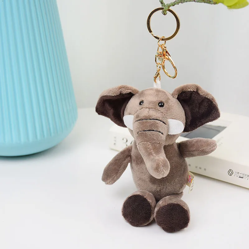 New imitation elephant plush toy pendant lifelike  jungle animals keychain soft backpack accessories couple  gift