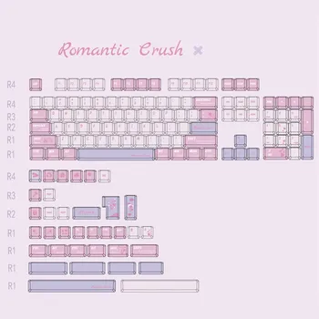 Romantic Crush Keycap Set Pink Heart Keycaps KCA Profile PBT Material 140 Keys For Mechanical Keyboard