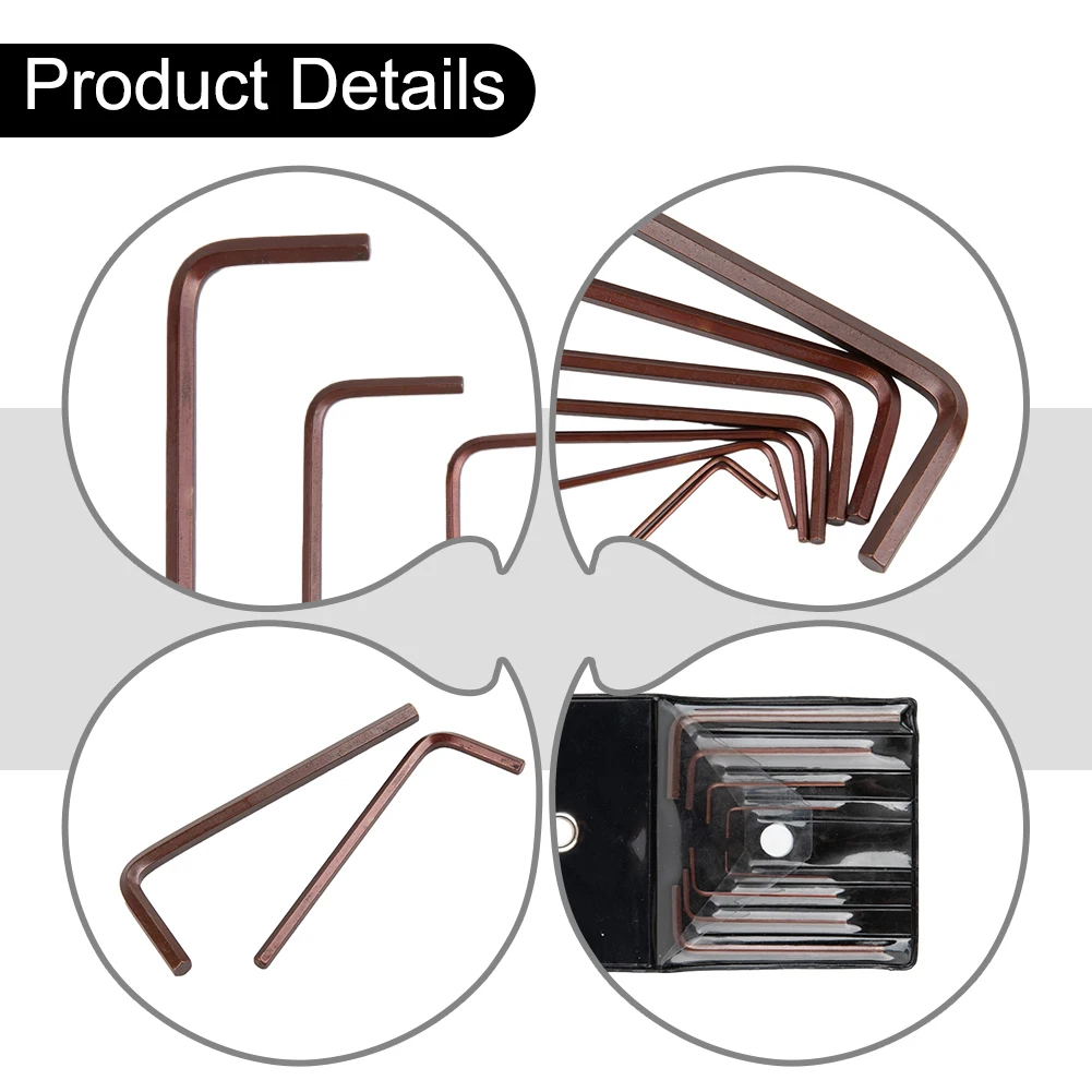Juego de llaves hexagonales pequeñas de 8 Uds., herramientas hexagonales en forma de L de acero de aleación de 0, 7mm y 4mm para montaje y reparación de componentes de precisión