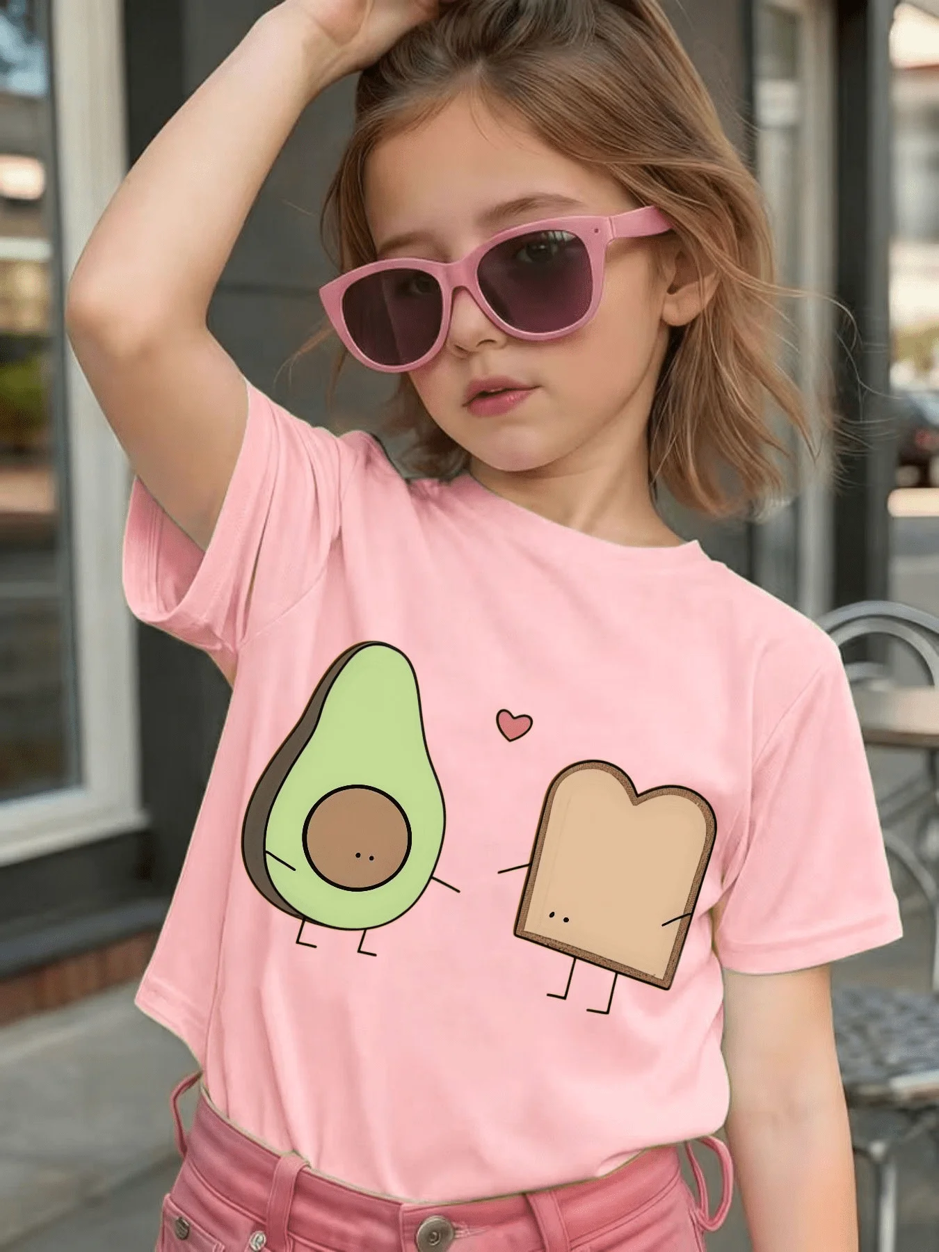 Cute Avocado Toast Love Cartoon Graphic Kids Tee Boys Girls Family Matching Cotton Crew Neck Short Sleeve Soft Summer Tee