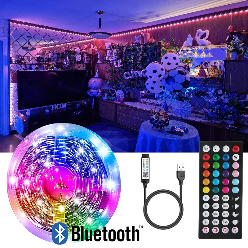 Bluetooth LED Strip Light Color RGB Tape SMD 5050 5m10m 15m 20m 30m LED Lights for Room TV  backlight Decor светодиодная лента