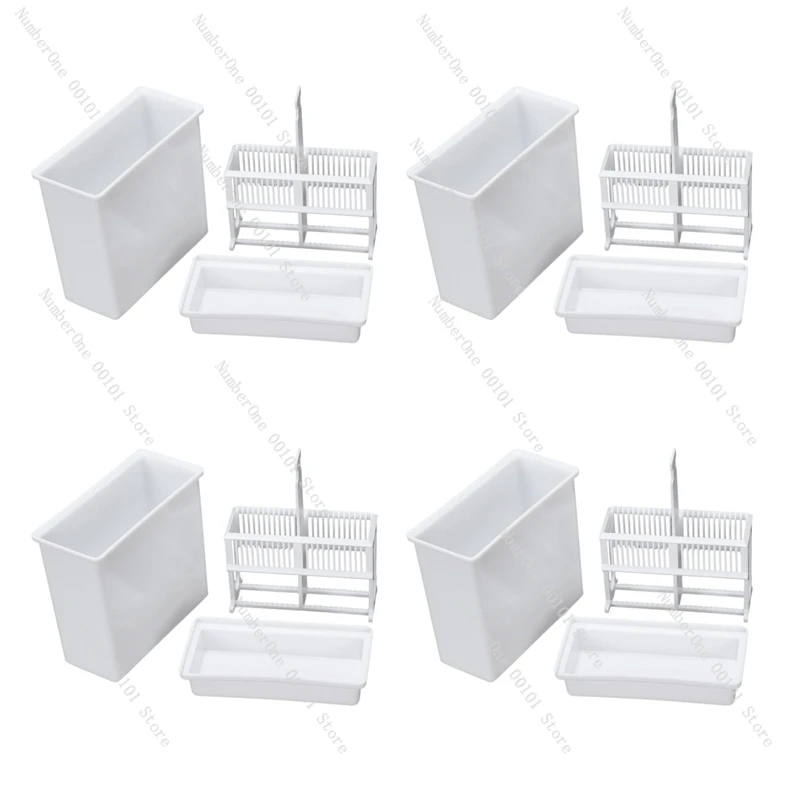 

Promotion! 4X 2 In 1 White 24 Pieces Microscope Slides Staining Rack Dish Set