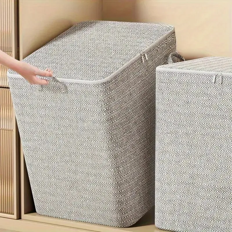 

4pcs Foldable Quilt Storage Bag with Lid and Reinforced Handle,High Capacity Clothes Storage Bag,Clothes Moving Organizer Bag