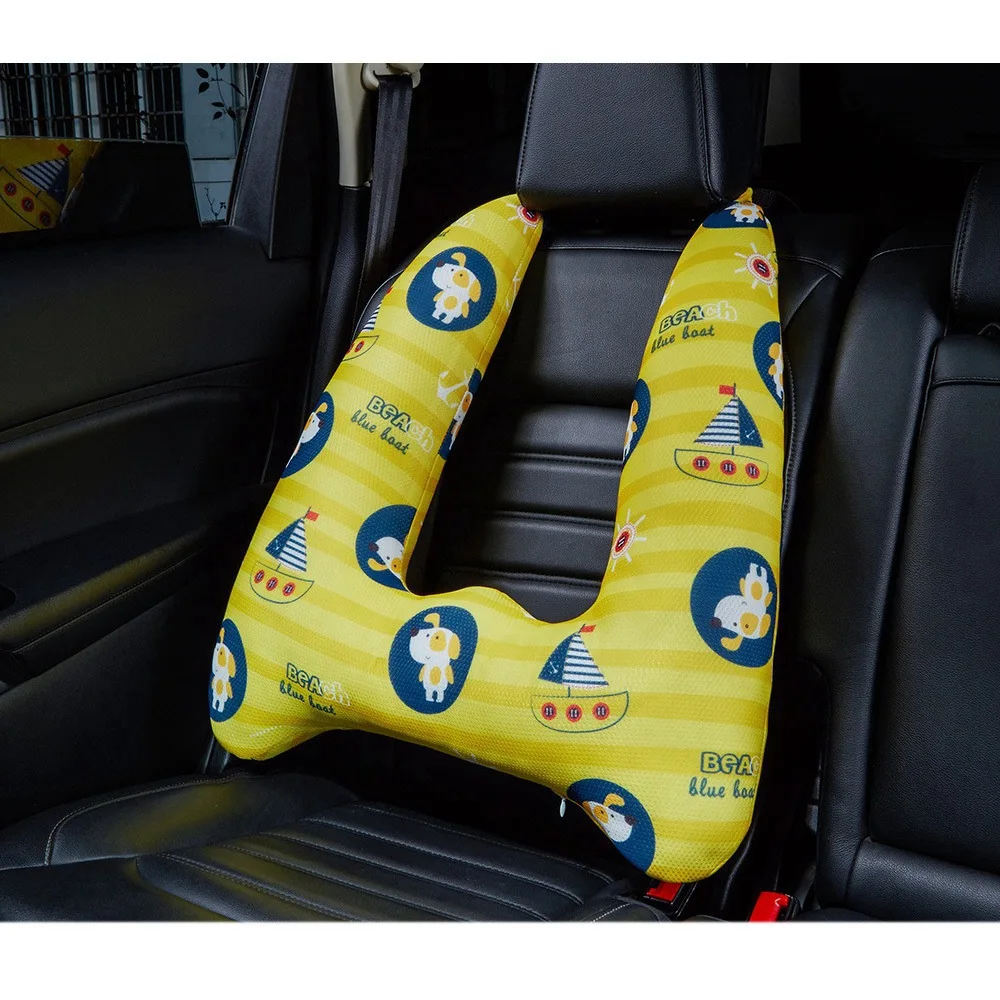 Car Seat Belts Kid Cushion Cartoons Protect Neck Safety Children Traveling Pillow In-Car Supplies(Happy