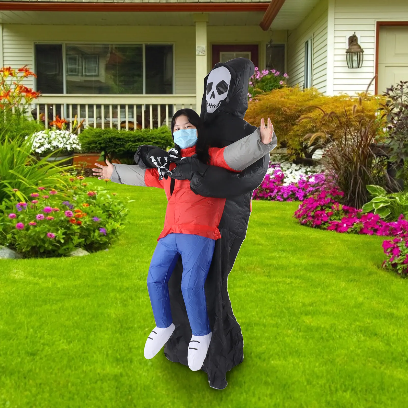 

Scary Ghost Inflatable Costume Black Scary Ghost Inflatable Costume Adult Halloween Party Funny Waterproof Cosplay Costume Props