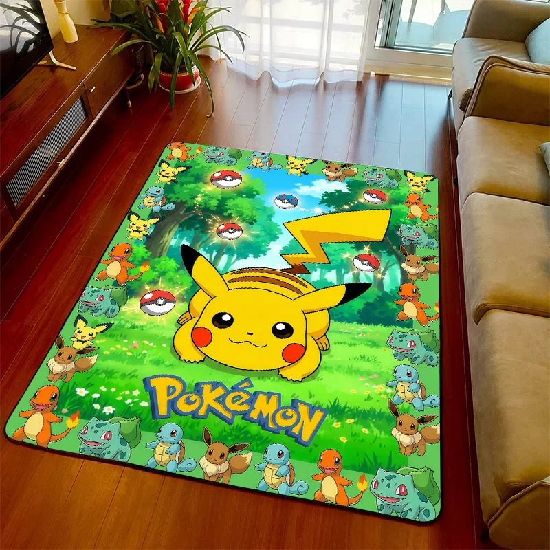 ポケモンアニメデザインラグカーペットフロアマットソフト表面滑り止めベースリビングルーム寝室用-qjy