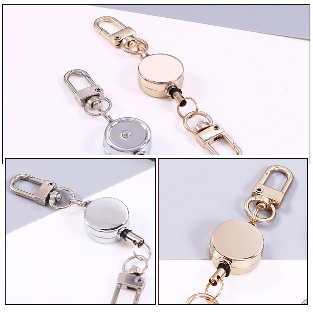 

2pcs Retractable Keychain Anti-lost Key Ring Heavy Duty Steel Badge Holder Multi-functional ID Holder for Camping Outdoor