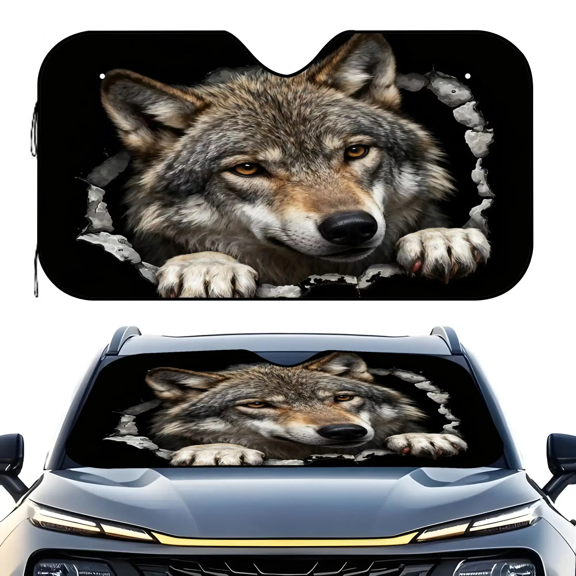 1pc Cute Puppy, Ultimate Reflective Car Sunshade, Thickened Insulation, Foldable Hollow Design, Mini SUV Compact, Including Stor