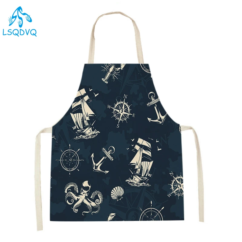 

Креативный мультяшный подводный лодочный Кухонный Фартук с рисунком морской рыбы женский Кухонный Фартук Аксессуары для выпечки