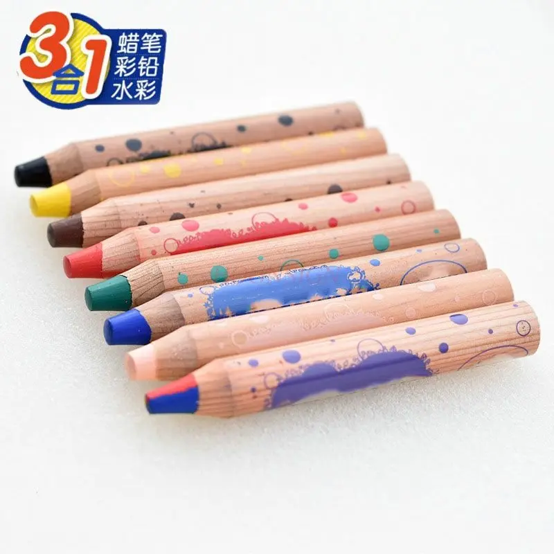 8pieces/set3-in-1 Bold Short Rod Crayon Colored Lead Watercolor Painting Washable Colored Lead