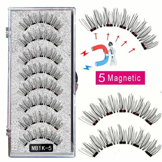 Natural Slim False Eyelashes Set with Plastic Black Stem - Fiber Lashes & Eyelash Clip (MB1K-5 to MB17K-5 Series)