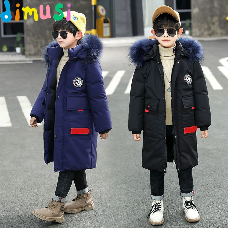 Winter Kids Coat Outdoor Casual Thickened Medium Long Boy's Cotton Padded Coat Fashion Windproof Warm Coat Children's Clothing