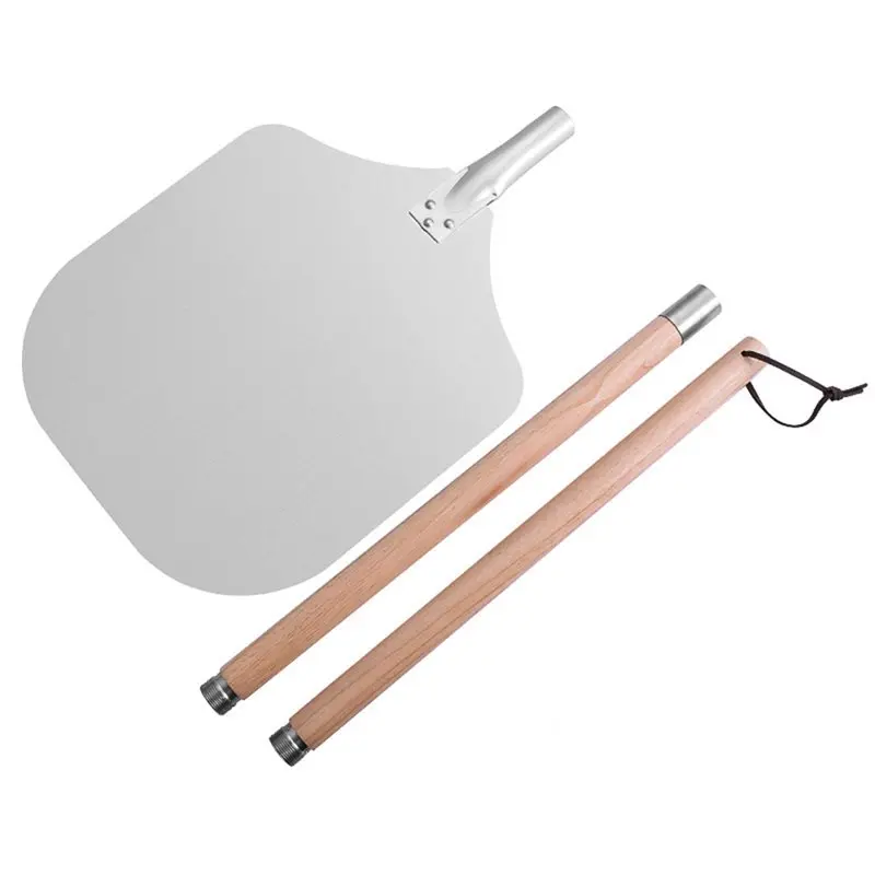 

Aluminum Pizza Spatula With 2 Detachable Wooden Handles Extra Long Non-Stick Baking Paddle Transferring & Turning Pizza