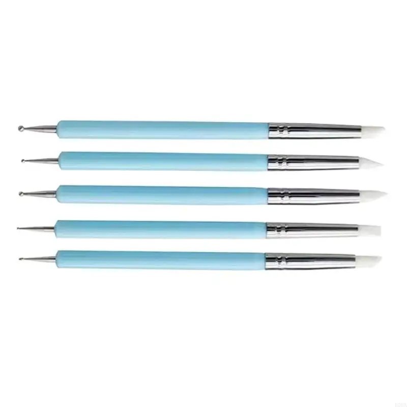 5Pcs Silicone Clay Sculpting Tool Modeling Dotting Tool Pottery Embossing Tool for Rock Blending Drawing Modeling