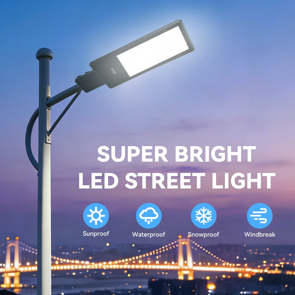 Lampione stradale a LED da 200 W, ad alta luminosità, per esterni, alimentazione CA 85-265 V, potente lampada da parete, 216 LED, grado di protezione IP66, impermeabile, ideale per illuminare