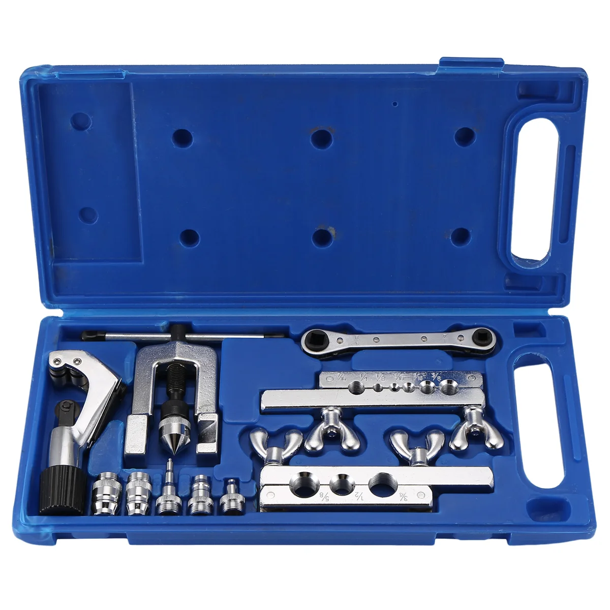 Single Flaring Tool & Swaging Tool Kit for HVAC, Tubing, Copper Pipe Flaring with Tubing Cutter & Ratchet Wrench