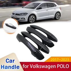 Car Door Handle Cover Trim for Volkswagen VW POLO MK6 AW BZ 2017~2023 2018 Protective Auto Exterior Parts Accessories Stickers