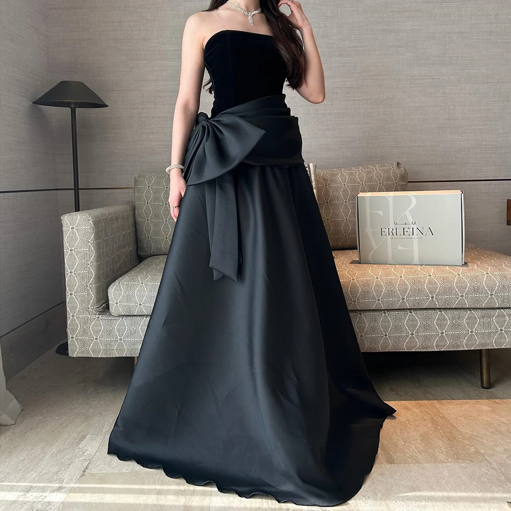 

Индивидуальные вечерние платья трапециевидной формы длиной до пола, без бретелек, без рукавов, платье для выпускного вечера, модный бант, простое драпированное вечернее платье с открытой спиной